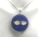 Lapislazuli Donut an Pagasus Flügel Silber Halter mit Kette