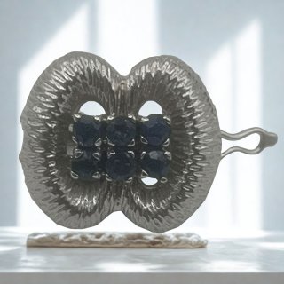 Eleganter Perlen-Clip aus Weißgold 585 mit 6 Saphiren – Kettenverkürzer & Verschluss für Perlenketten