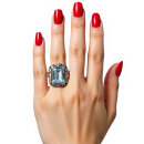 Jugendstil Ring mit Blautopas – 830 Silber handgefertigt aus Pforzheim, Ringgröße 50