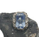 Jugendstil Ring mit Blautopas – 830 Silber handgefertigt aus Pforzheim, Ringgröße 50