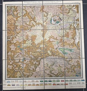 Antike Landkarte Faltkarte auf Leinen - Heidenheim- 1925  Geognostisch