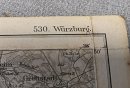 Antike Landkarte Faltkarte auf Leinen - Würzburg - 1886 bayr. Generalstabskarte