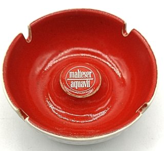 Malteser Aquavit Werbe Vintage Aschenbecher, Ascher, Zigarrettenablage - 60er Jahre