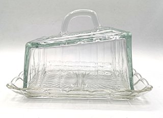 Käseglocke / Butterglocke aus Pressglas aus den 30er Jahren