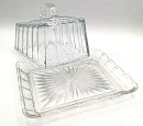 Käseglocke / Butterglocke aus Pressglas aus den 30er Jahren