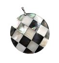 Perlmutt Amulett in Schachbrett Dekor inkl. 925 Silber Kette