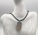 Designer 925 Silber Anhänger Rasierklinge mit Edelsteinen an Kautschukband
