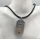 Designer 925 Silber Anhänger Rasierklinge mit Edelsteinen an Kautschukband