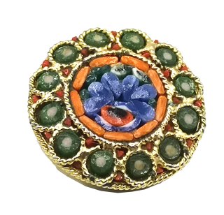 Murano Millefiori Blüten Brosche vergoldet um 1960