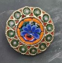Murano Millefiori Blüten Brosche vergoldet um 1960
