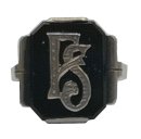 Silber Siegelring RG58 mit Monogramm F.S. auf Onyxplatte...