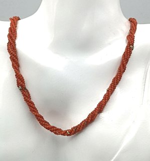 Vintage Korallen Collier rot  mit 585 Goldverschluß