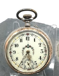 Silber Herren Taschenuhr  ca.1890 bis 1915 mit Blütenkranz