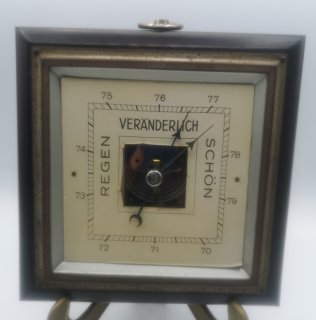 Aneroid Barometer - Holz Messing quadratisch Vintage Retro