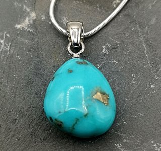 Türkis Anhänger an Schlangenkette 925 Silber