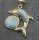 Karibischer Larimar Delphin mit Ball Anhänger an Ankerkette 925 Silber vg.