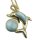 Karibischer Larimar Delphin mit Ball Anhänger an Ankerkette 925 Silber vg.