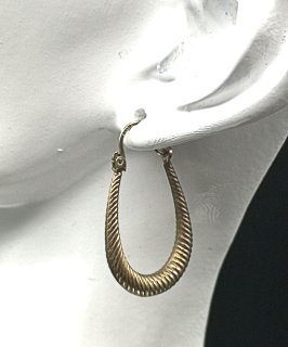 Vintage Gold Hängeohrringe in Rillenoptik - 70er Jahre