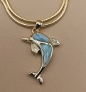 Karibischer Larimar Delphin Anhänger an...