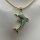 Karibischer Larimar Delphin Anhänger an Schlangenkette Silber vergoldet