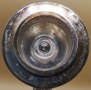 Karaffe / Dekanter mit versilberter Montur Bacchuskopf - Birmingham um 1950