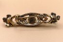 Längliche Jugendstil Türkis Brosche vergoldet um 1920