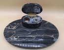 Nero Portoro Schreibtischgarnitur - Tintenfaß - Briefhalter - Löschwiege um 1920