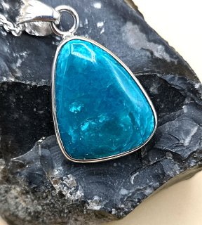 Unglaublicher Atacama Opal gefaßt in Silber + Panzerkette