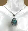 Unglaublicher Atacama Opal gefaßt in Silber + Panzerkette