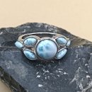 Designer 925 Silber Ring mit blauem Larimar (Atlantisstein) – RG54 Statement Schmuck 10 mm Ringkopf
