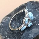 Designer 925 Silber Ring mit blauem Larimar (Atlantisstein) – RG54 Statement Schmuck 10 mm Ringkopf