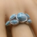 Designer 925 Silber Ring mit blauem Larimar (Atlantisstein) – RG54 Statement Schmuck 10 mm Ringkopf