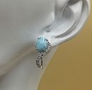 925 Silber Ohrringe mit Larimar und weißen Natur Topasen