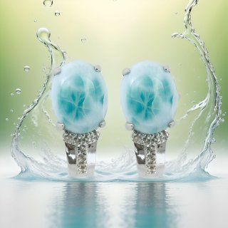 925 Silber Ohrringe mit Larimar und weißen Natur Topasen  (2)