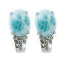 925 Silber Ohrringe mit Larimar und weißen Natur...