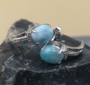 925 Silber Ohrringe mit Larimar und weißen Natur Topasen  (2)