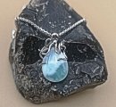Karibischer Larimar Oktopuss Anhänger an Silberkette 925 Silber