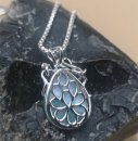 Karibischer Larimar Oktopuss Anhänger an Silberkette 925 Silber