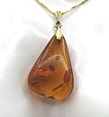 Baltischer ART DECO Bernstein Anhänger mit Kette Gold (1)