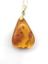 Baltischer ART DECO Bernstein Anhänger mit Kette Gold (1)