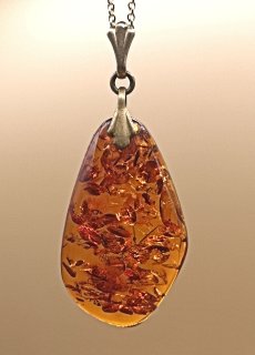 Baltischer ART DECO Bernstein Anhänger mit Kette Gold (4)