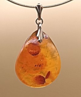 Baltischer ART DECO Bernstein Anhänger mit Kette Gold (5)