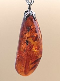 Baltischer ART DECO Bernstein Anhänger mit Kette Silber (6)
