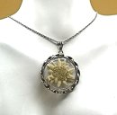 800 Silber Anhänger mit Edelweiss an Kette - Vintage 50er Jahre