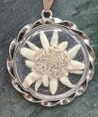 800 Silber Anhänger mit Edelweiss an Kette - Vintage 50er Jahre