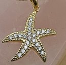 Anhänger Seestern mit 21 Zirkonia Silber an Schlangenkette 925 Silber vergoldet