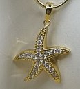 Anhänger Seestern mit 21 Zirkonia Silber an Schlangenkette 925 Silber vergoldet