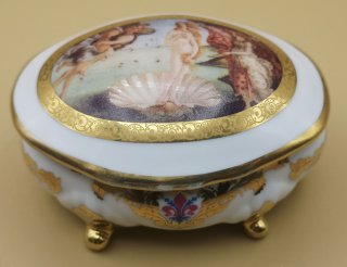 Limoge Porzellan Pillen, Schmuck- oder Süßstoff Döschen - Die Geburt der Venus