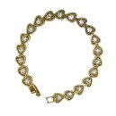 Vintage Herz Armband vergoldet  mit funkelnden Kristallen 18,5 cm