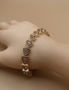 Vintage Herz Armband vergoldet  mit funkelnden Kristallen 18,5 cm